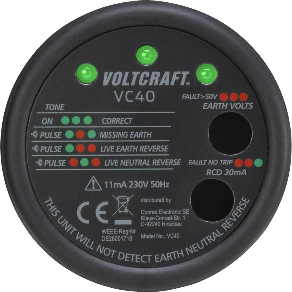 Volstcraft Vc40 Se Steckdosentester Steckdosenprüfgerät Steckdosenprüfer Tester  B-Ware - 4064161235516