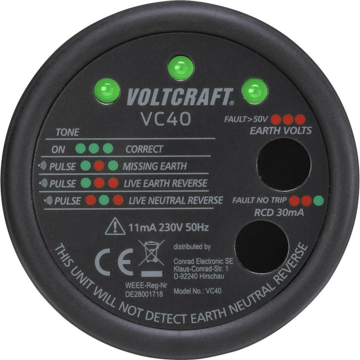 Volstcraft Vc40 Se Steckdosentester Steckdosenprüfgerät Steckdosenprüfer Tester  B-Ware - 4064161235516