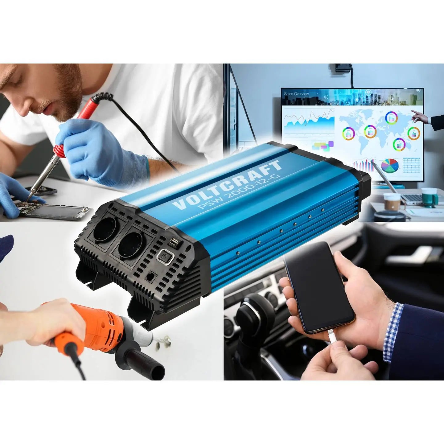 B-Ware Voltcraft Wechselrichter Spannungswandler Sinuswelle Netzteil Netzadapter 230 V - 4064161291192