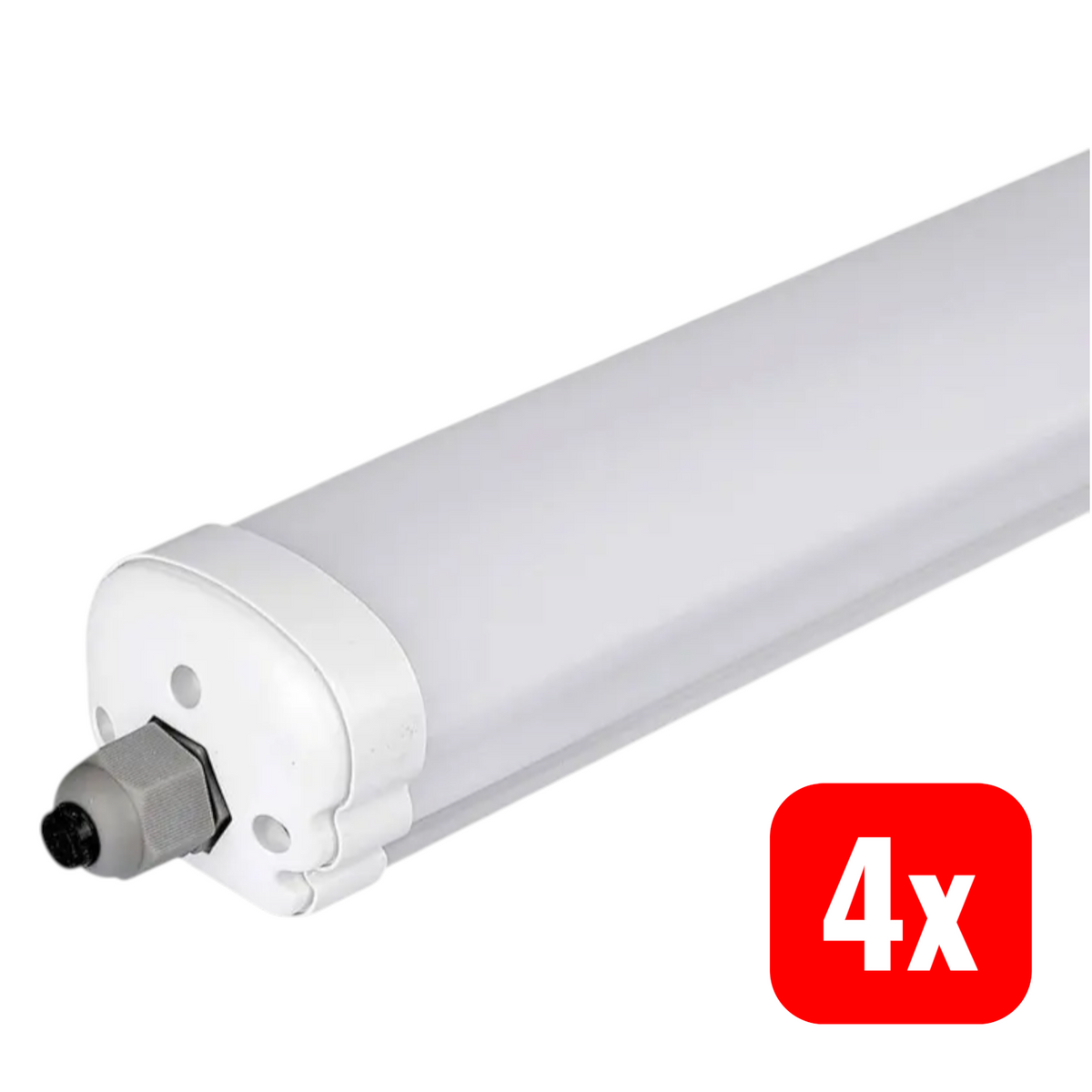 V-TAC VT-6076 LED-Feuchtraumleuchte LED-Röhre Neutralweiß Weiß 18 W EEK E 4STÜCK - 3800170210059