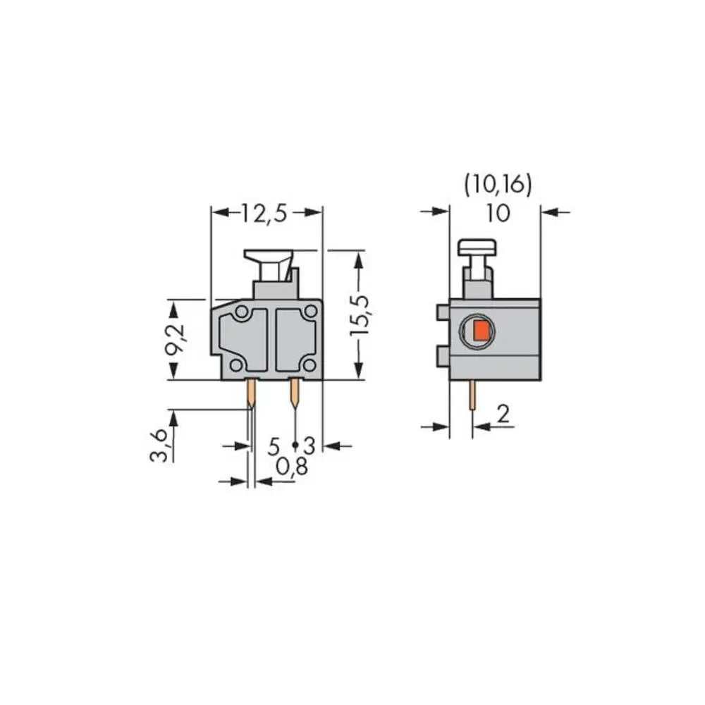 B-Ware Wago Federkraftklemmblock Reihenklemme Print Dunkelgrau 1 Pol 1.50mm² 400 Stück - 4044918832724