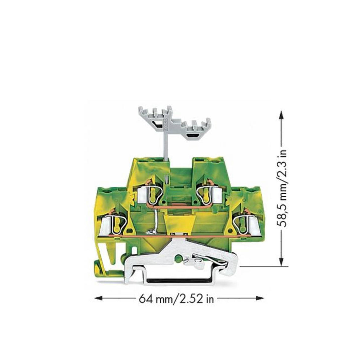 WAGO 280-517 Doppelstock-Schutzleiterklemme Federklemme PE Gelb 5mm 50St - 4045454194338