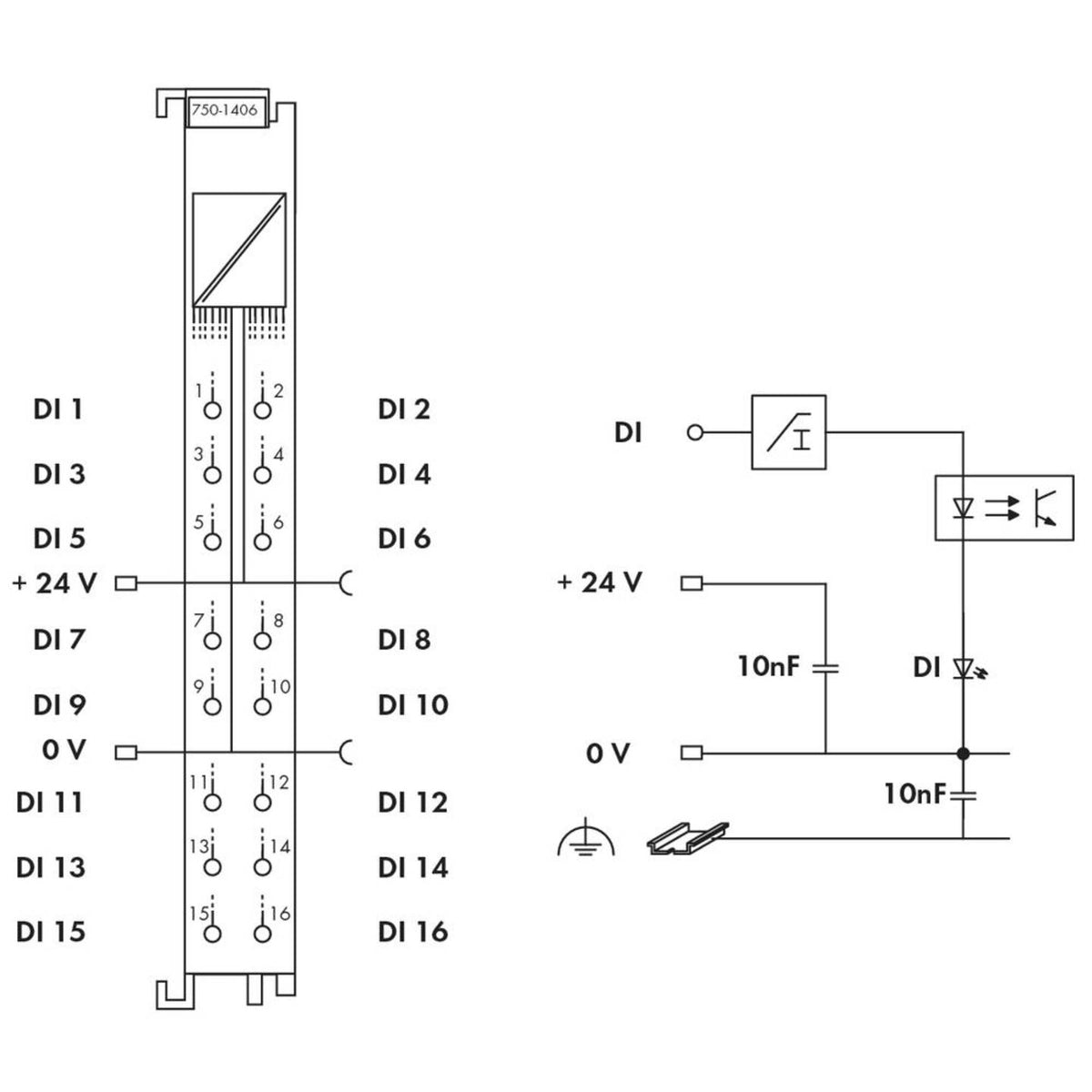 WAGO SPS Digitaleingangsmodul Eingangsmodul 7501406 lichtgrau Hutschiene 24 V DC - 4050821107958