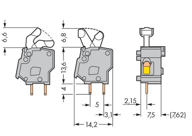 Wago 257 501 Federkraftklemmblock 2.50 Mm² Polzahl 1 Grau Printklemme Stecker B-Ware