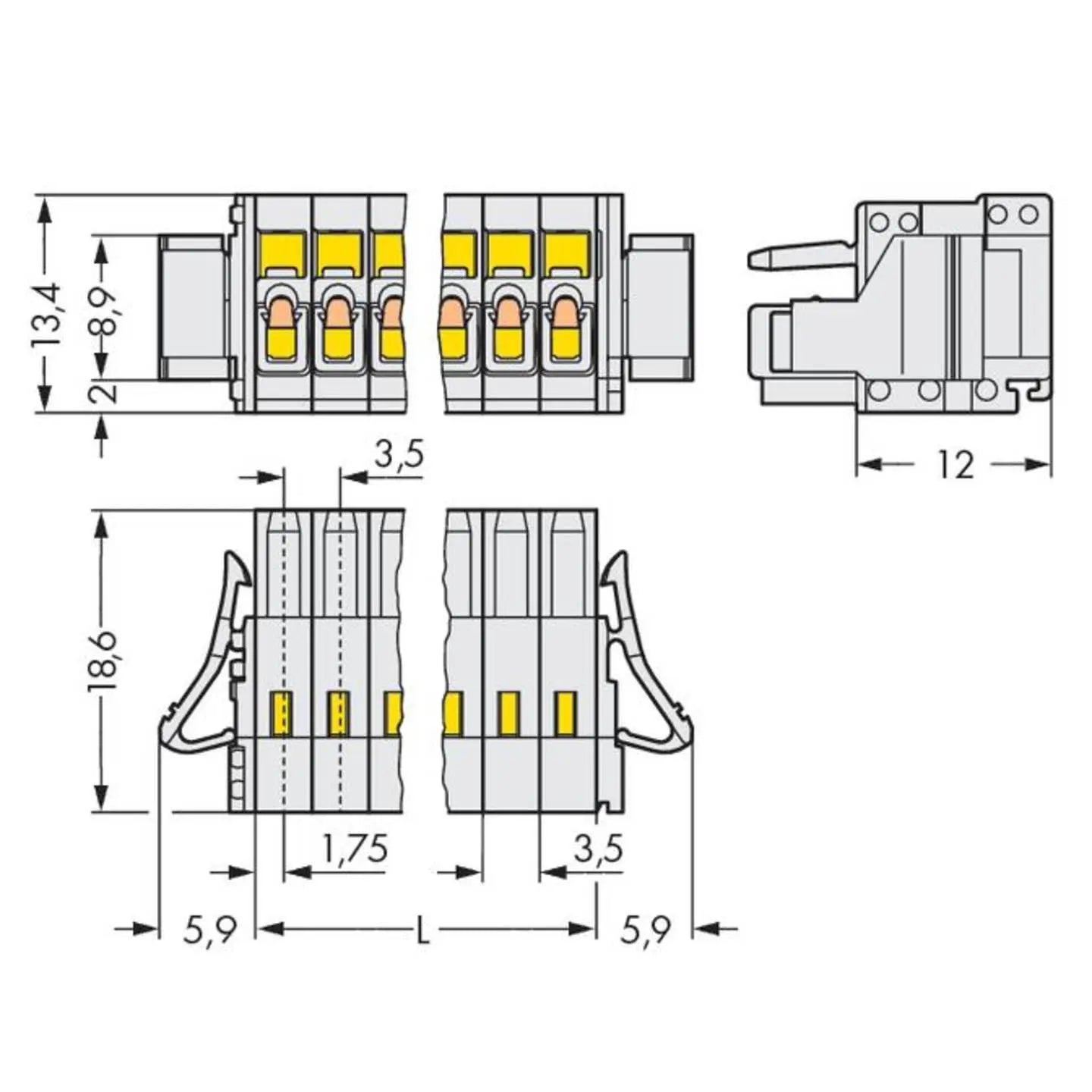 B-Ware Wago Buchsengehäuse Kabel Stecker 734 Pol 8 Rastermaß 3.50mm 734 108/037 000 - 4044918493208