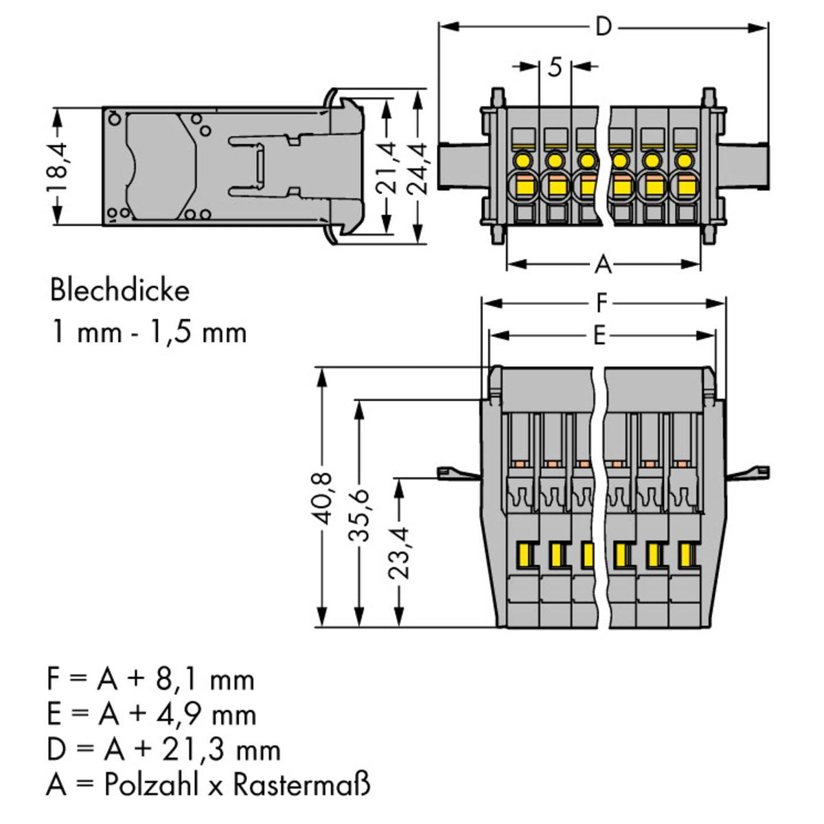 WAGO Buchsengehäuse Kabel Steckverbinder Rastermaß 5 mm 769-610/005-000 20 St - 4044918840965