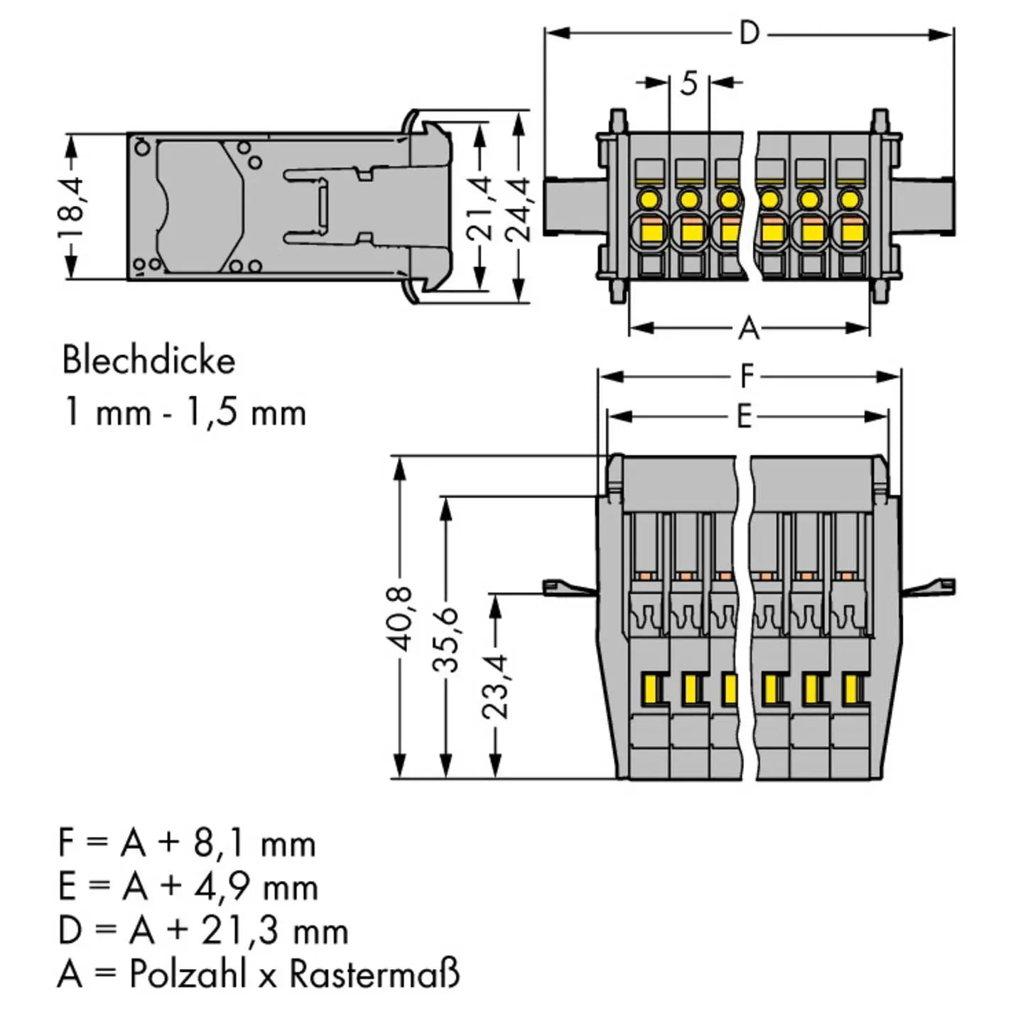 B-Ware Wago Buchsengehäuse Kabel Steckverbinder Rastermaß 5 Mm 769 610/005 000 20 St - 4044918840965