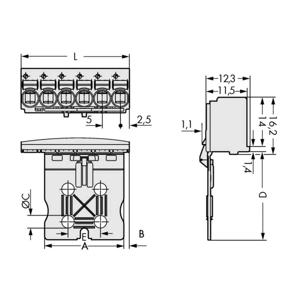 B-Ware Wago Stiftgehäuse Steckverbinder Platine Wire To Board Lichtgrau 10pol 50 Stück - 4050821411765