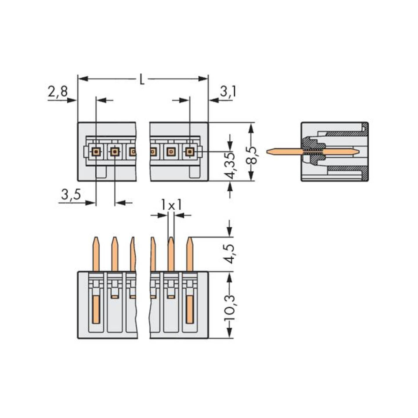 B-Ware Wago Stiftleiste Stecker Wire To Board 2140 10 Polig Lichtgrau 3.50mm 100 Stück - 4045454688981