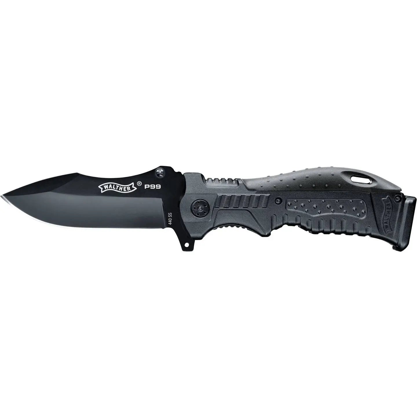 B-Ware Walther Outdoormesser Messer P99 Schwarz Edelstahl Holster Griffrücken Einsätze