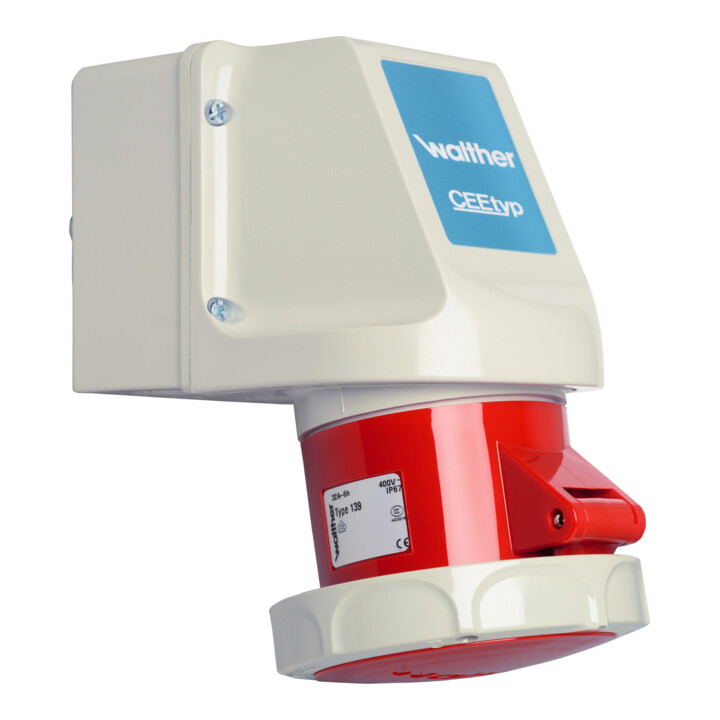 B-Ware Walther Werke Wandsteckdose Steckdose 16 A 5 P 400 V 6h Rot Ip67 119 Kunststoff