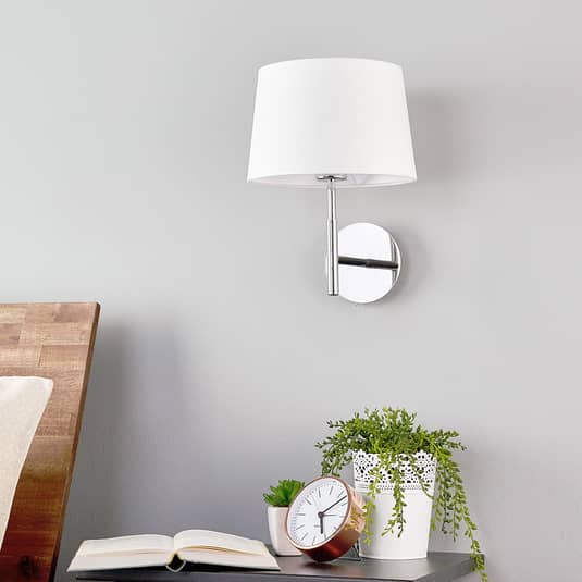 Lucande Wandleuchte Lampe Leuchte Wandleuchte IP20 Dorothea mit weißem Stoffschi - 4251096513127