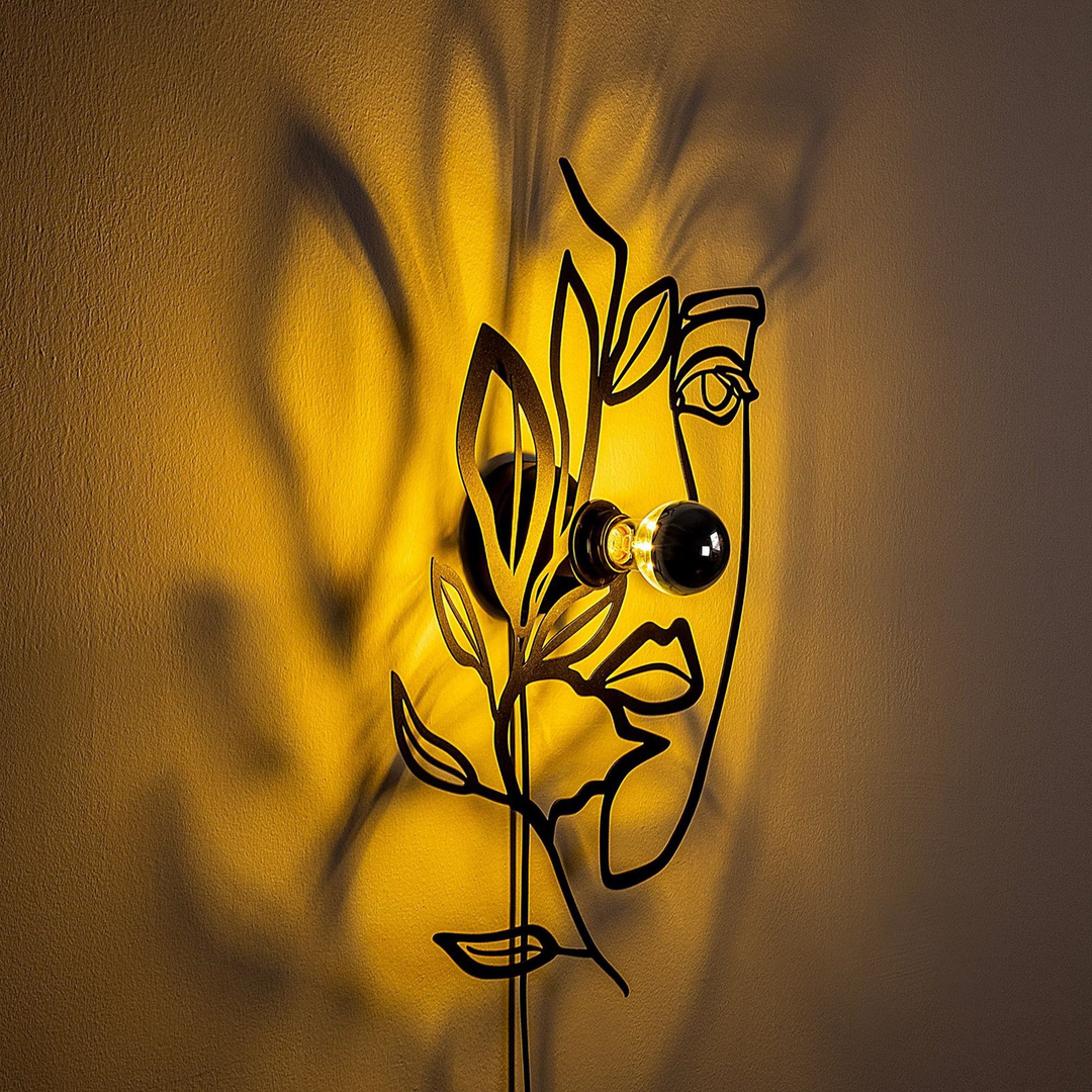 Flower Faced Wandlampe Leuchte Wandbeleuchtung Schwarz Metall 54 X 34 Cm Lampe B-Ware