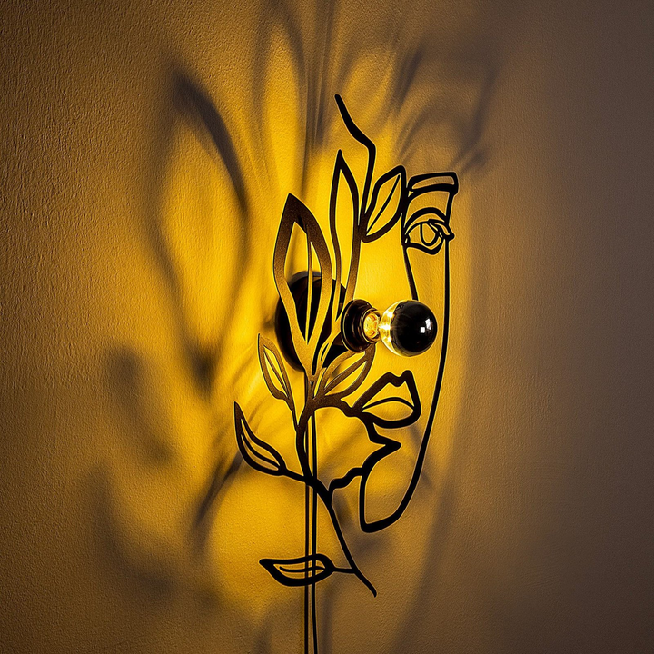 Flower Faced Wandlampe Leuchte Wandbeleuchtung Schwarz Metall 54 X 34 Cm Lampe B-Ware