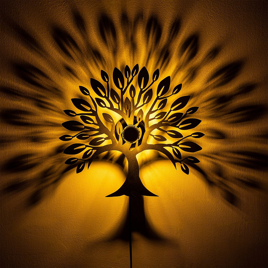 Wandlampe Heart Tree V2 Schwarz Metall Stecker Schalter Wandleuchte Lampe S827 B-Ware