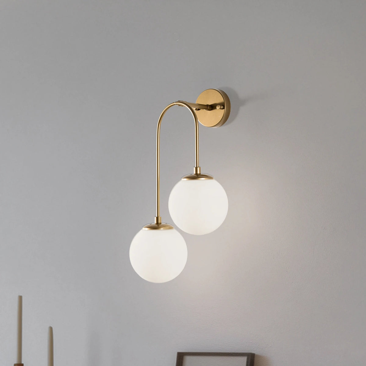 Jewel Wandlampe Wandleuchte Opalglas gold weiß Glas Metall Wohnraum Beleuchtung - 8683342264662