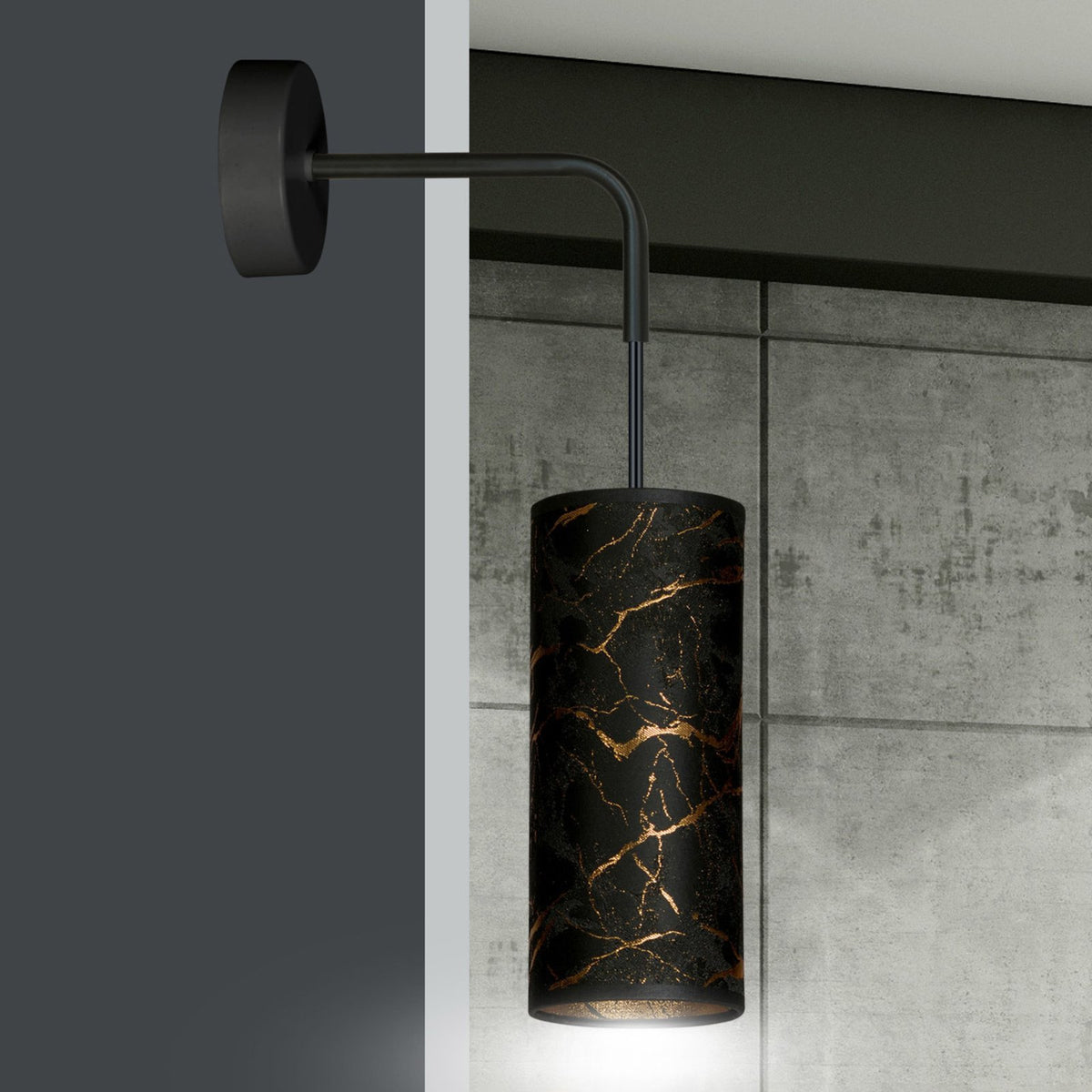 EMIBIG LIGHTING Joni Wandlampe Leuchte schwarz-marmoriert Textil Beleuchtung - 5901738920606