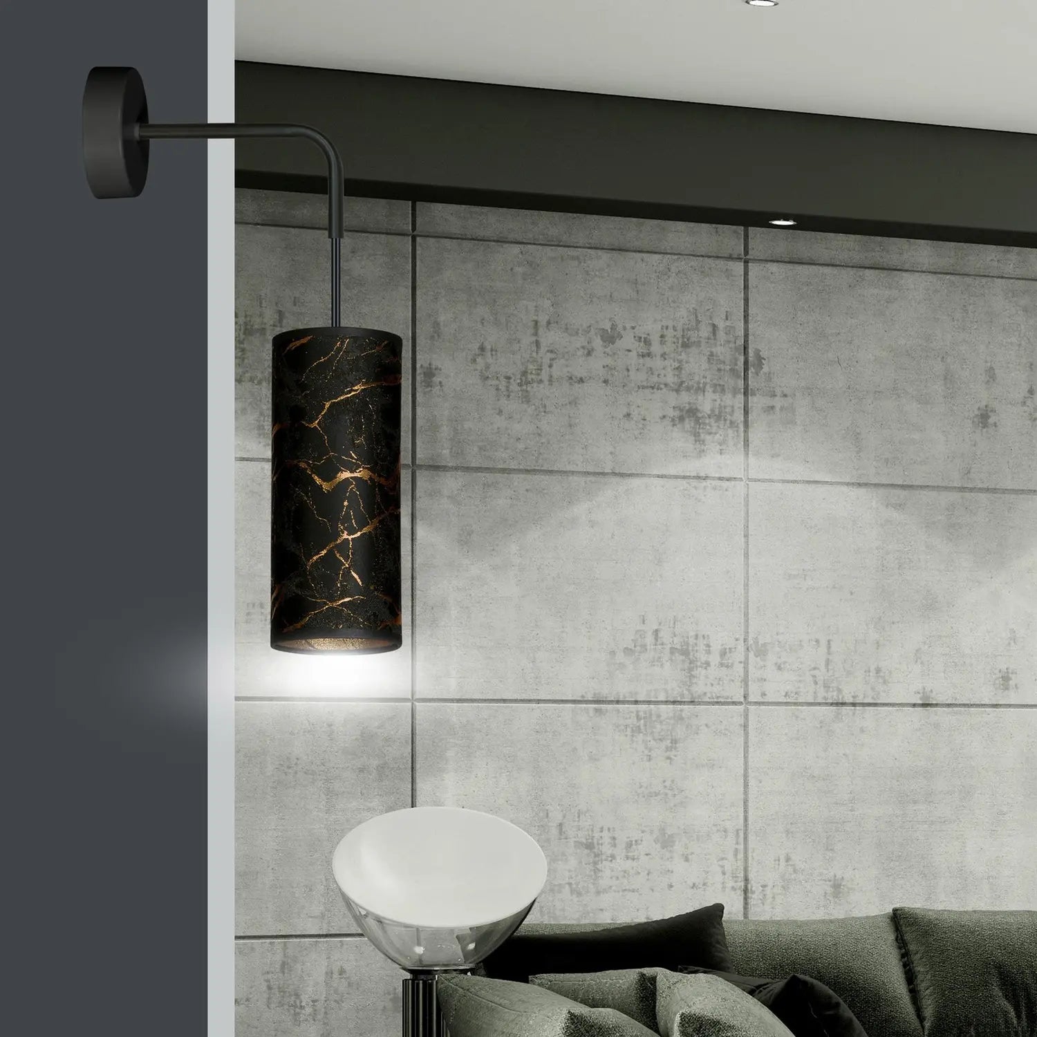 B-Ware Emibig Lighting Joni Wandlampe Leuchte Schwarz Marmoriert Textil Beleuchtung - 5901738920606