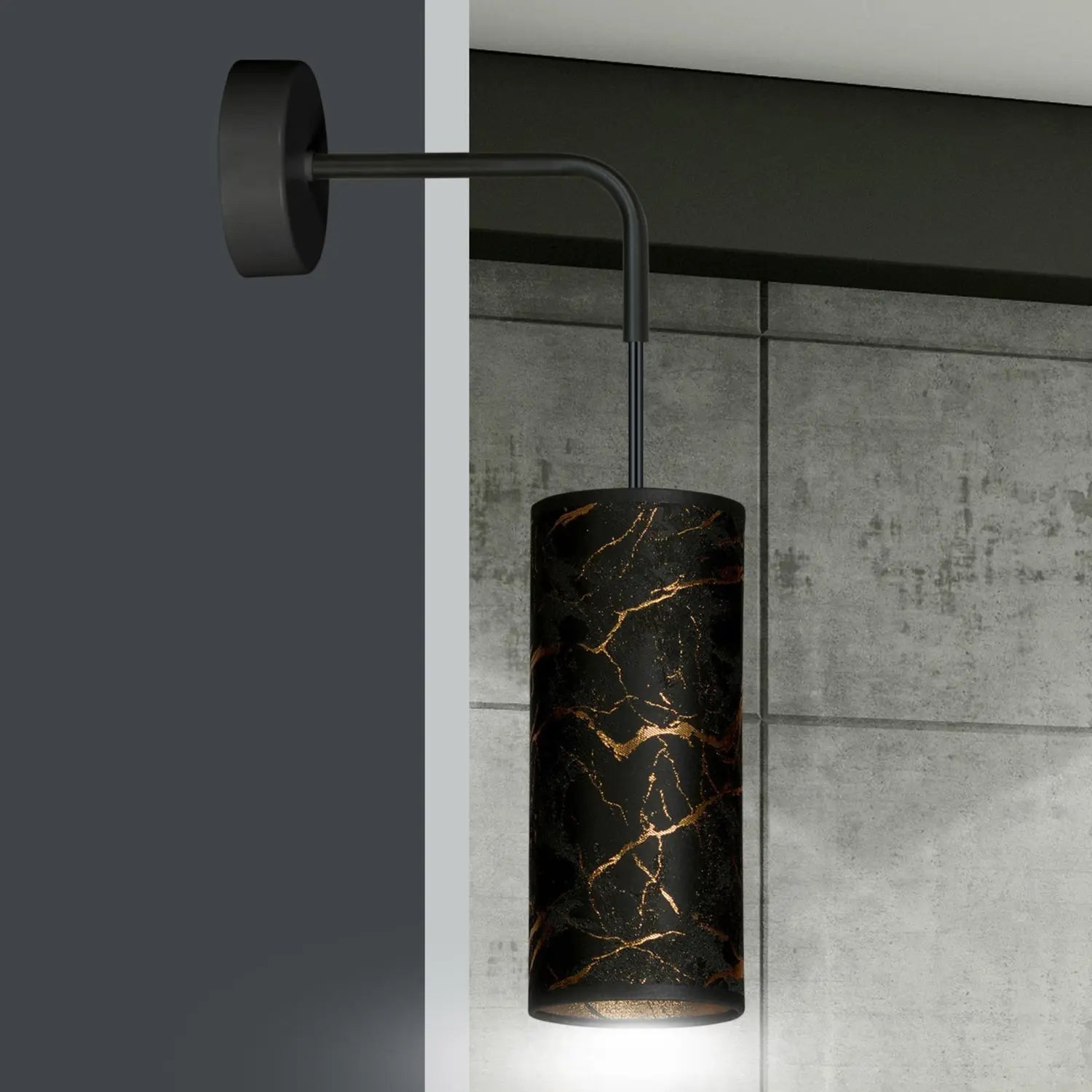B-Ware Emibig Lighting Joni Wandlampe Leuchte Schwarz Marmoriert Textil Beleuchtung - 5901738920606