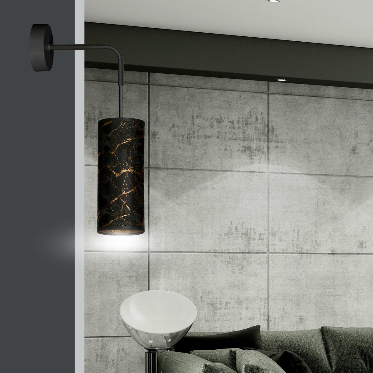 EMIBIG LIGHTING Joni Wandlampe Leuchte schwarz-marmoriert Textil Beleuchtung - 5901738920606