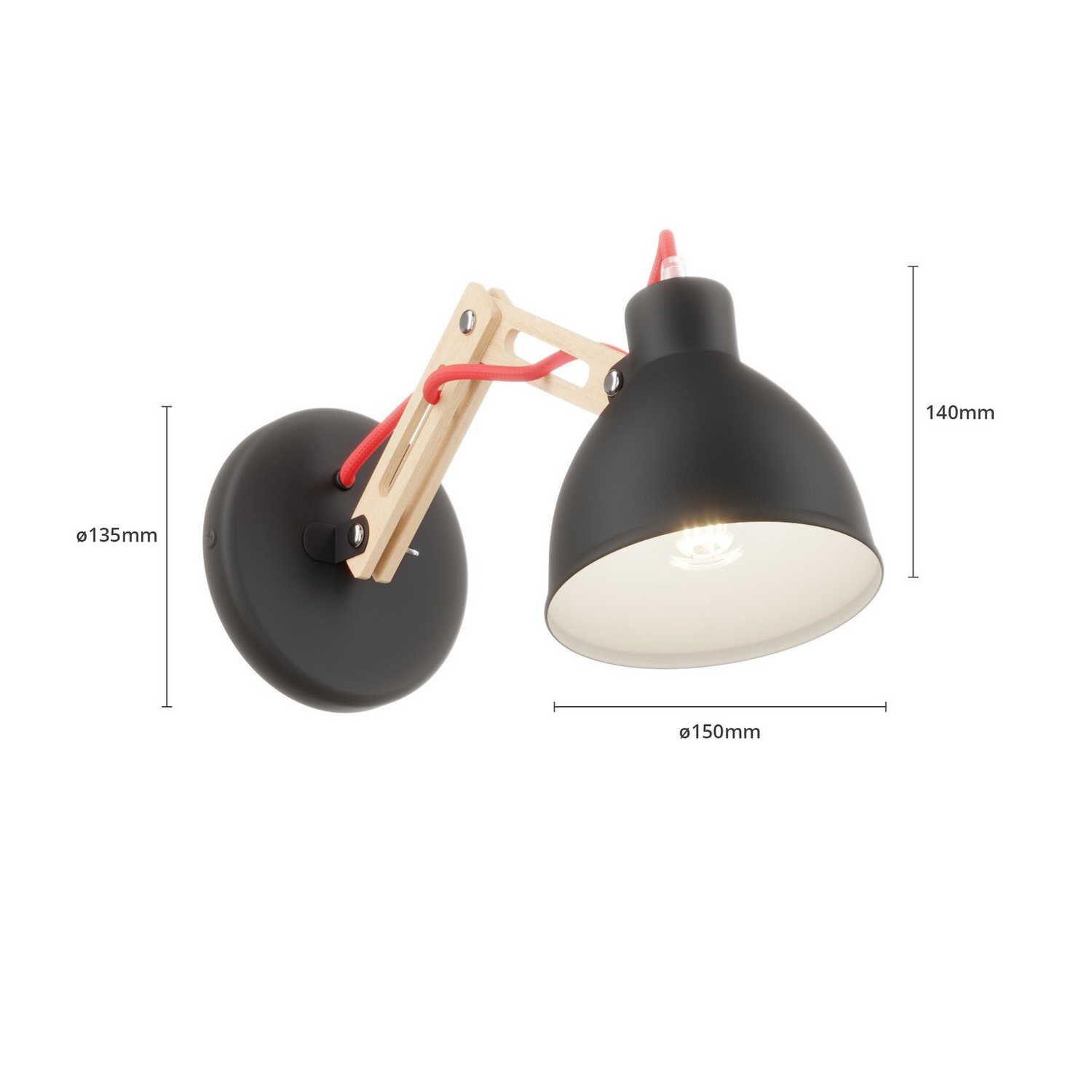 Euluna Wandleuchte Skansen Wandleuchte Leselampe Lampe Leuchte E27 Holzarm Schwa B-Ware - 5907687434577