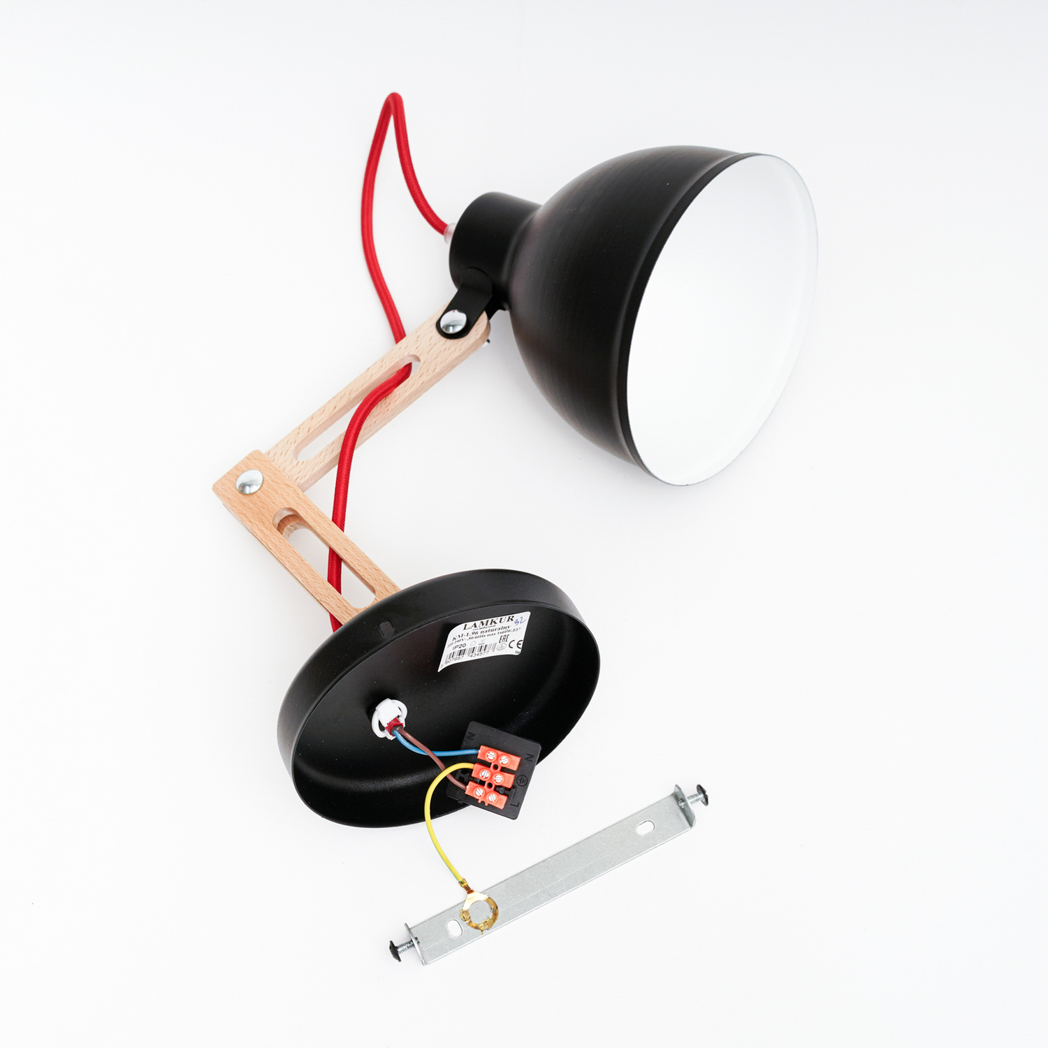 Euluna Wandleuchte Skansen Wandleuchte Leselampe Lampe Leuchte E27 Holzarm Schwa B-Ware - 5907687434577