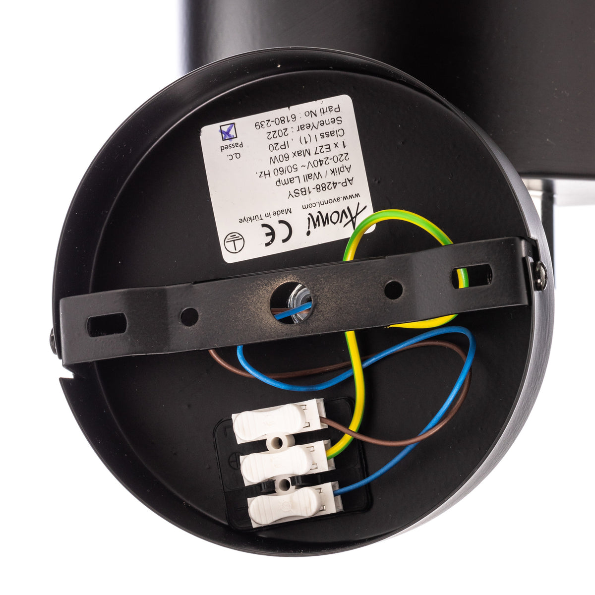 Avonni Wandleuchte AP-4288-1BSY Lampe Wandlampe Metall E27 Glas Schwarz - 8698957161800