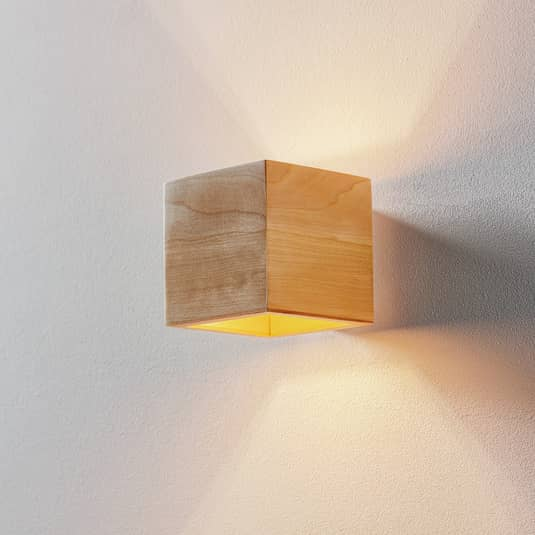 Euluna Wandleuchte Ara als Würfel aus Holz Wandleuchte Wandlicht Bilderleuchte G