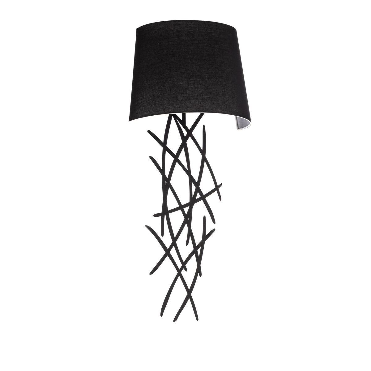 Asaf Wandleuchte Wandlampe Stoffschirm schwarz Leuchte Lampe Beleuchtung - 8681875580563