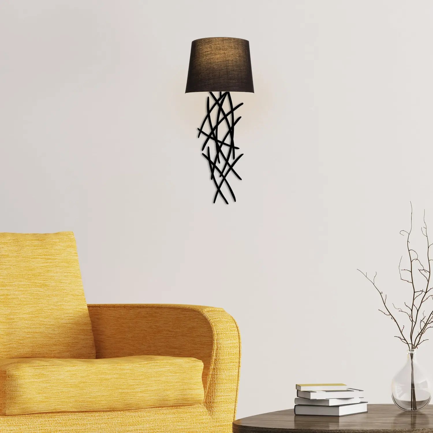 B-Ware Asaf Wandleuchte Wandlampe Stoffschirm Schwarz Leuchte Lampe Beleuchtung - 8681875580563