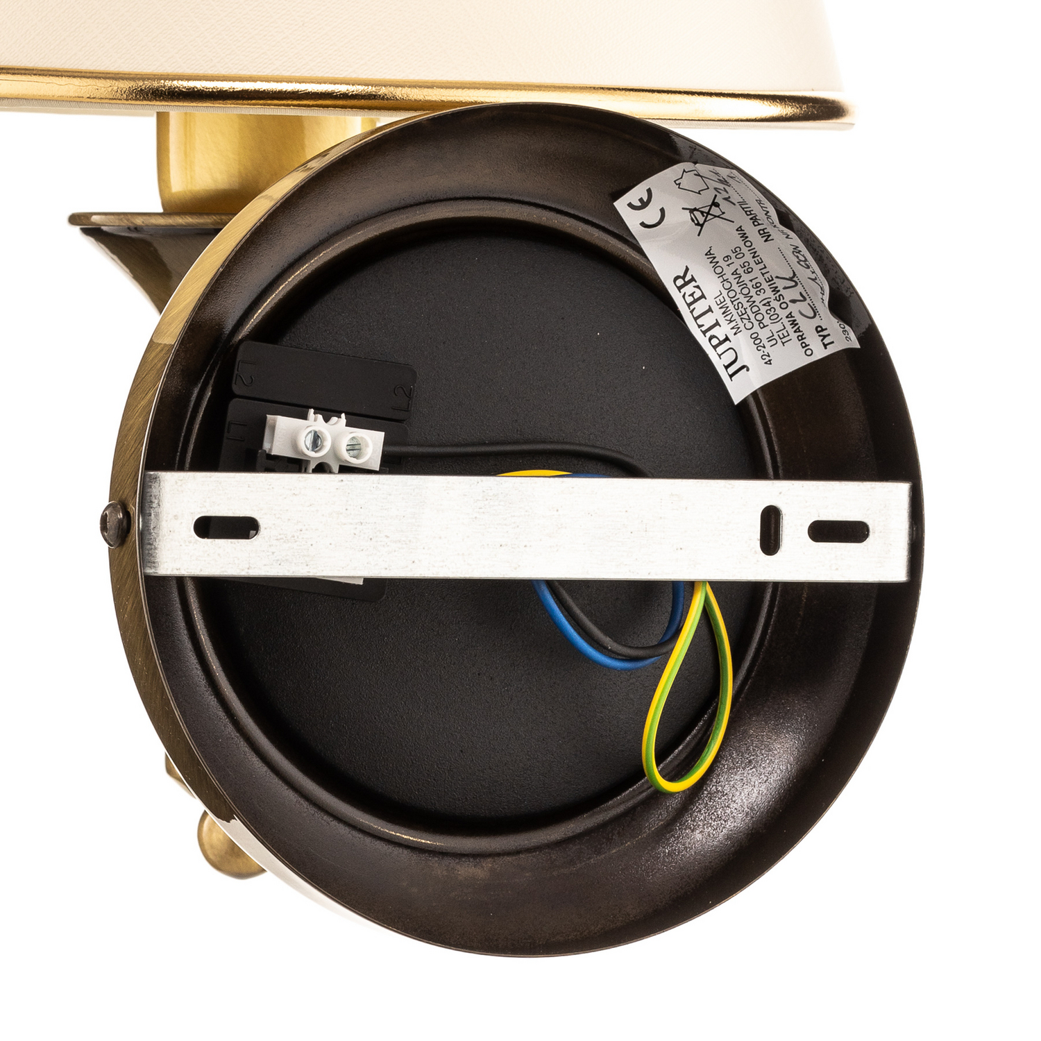 B-Ware Jupiter Wandleuchte Birmingham Messing Patiniert Creme Metall Leuchte E27 Led
