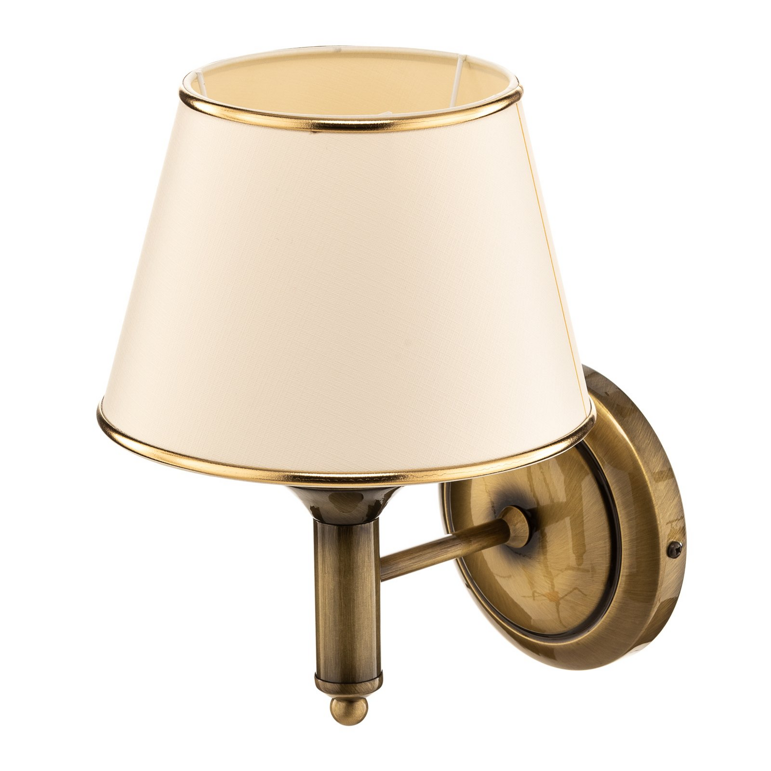 B-Ware Jupiter Wandleuchte Birmingham Messing Patiniert Creme Metall Leuchte E27 Led