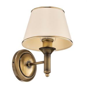 B-Ware Jupiter Wandleuchte Birmingham Messing Patiniert Creme Metall Leuchte E27 Led