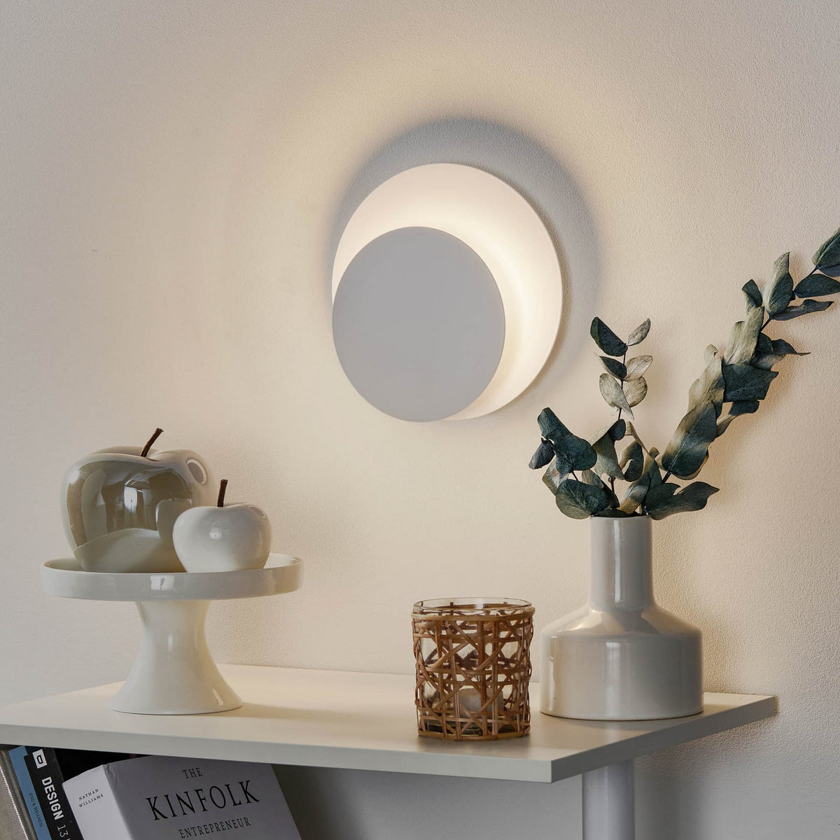 Wandleuchte Wandlampe Circle Leuchte Lampe rund Form weiß Stahl Innenbeleuchtung - 5901738918443