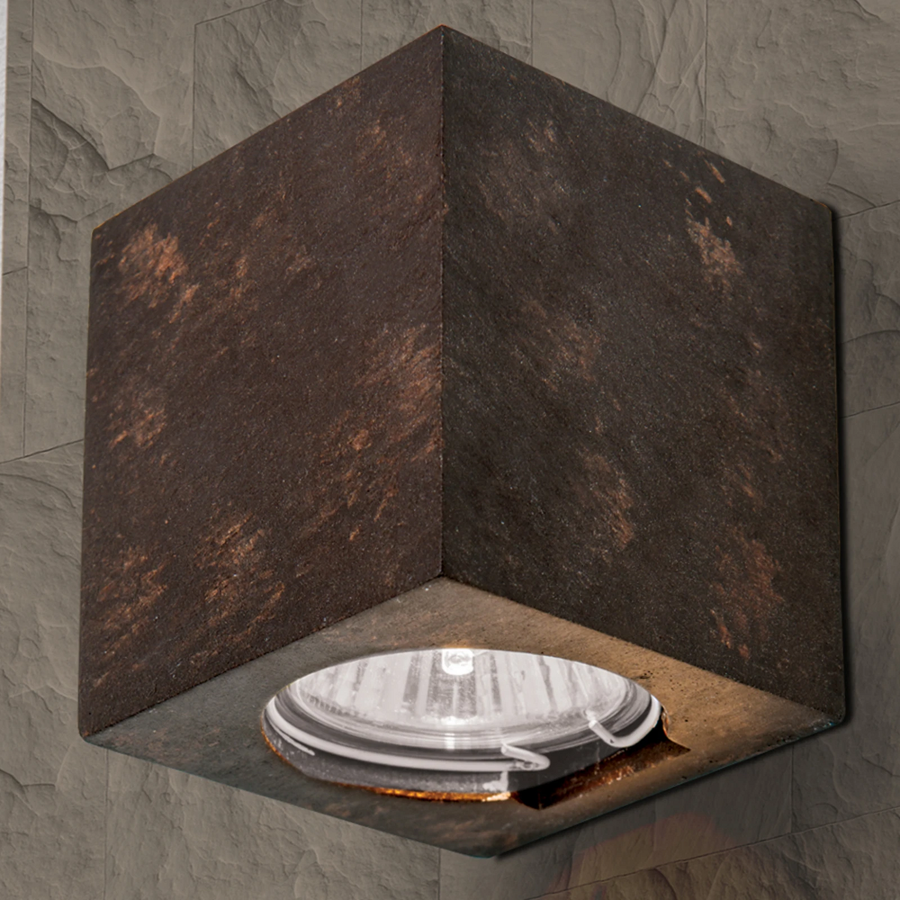Wandleuchte Cube Lampe Wandbeleuchtung Rostbraun Höhe 7,5 Cm Keramik B-Ware - 9003090247486