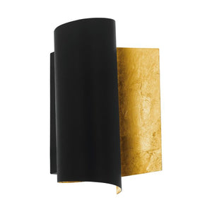 B-Ware Falicetto Wandleuchte Wandlampe Glühlampe schwarz goldfarben Stahl E27 Innen