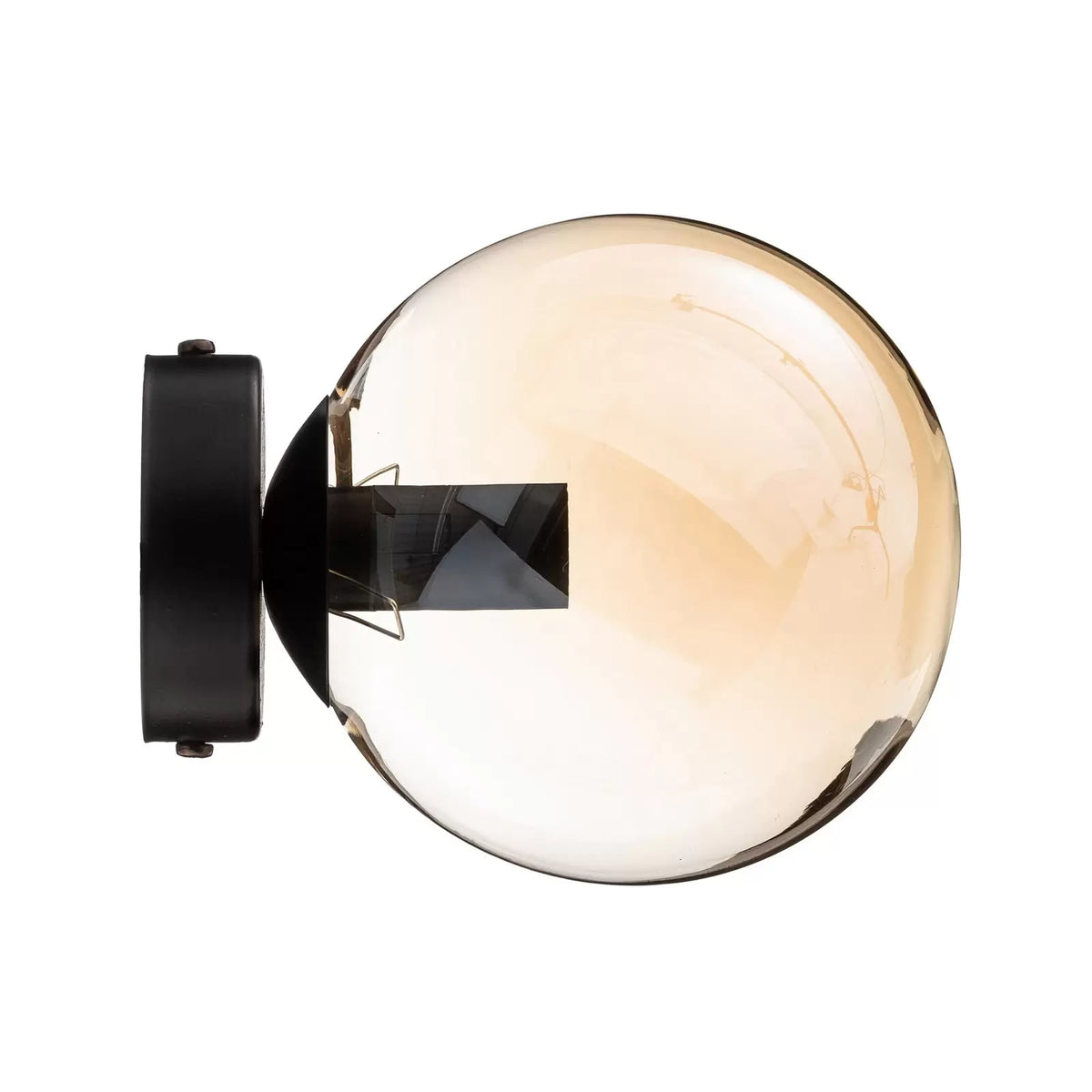 Wandleuchte Glassy schwarz amber Glas E14 Ø 14 cm Wandlampe Lampe Leuchte Spot - 5901738918948