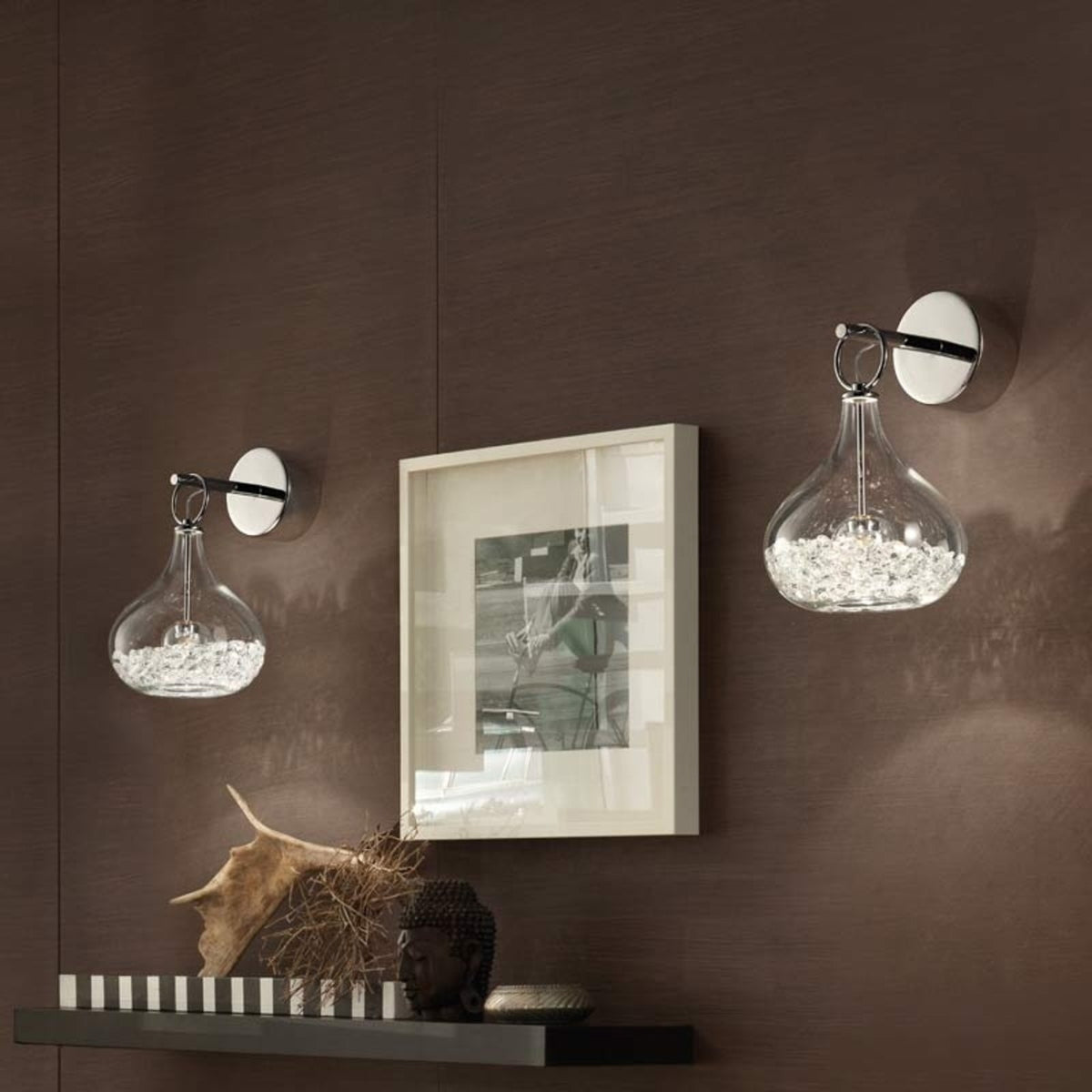 Sil-Lux Wandleuchte Wandlampe Graal transparent chrom Glas Kristall einflammig - 8510434000009