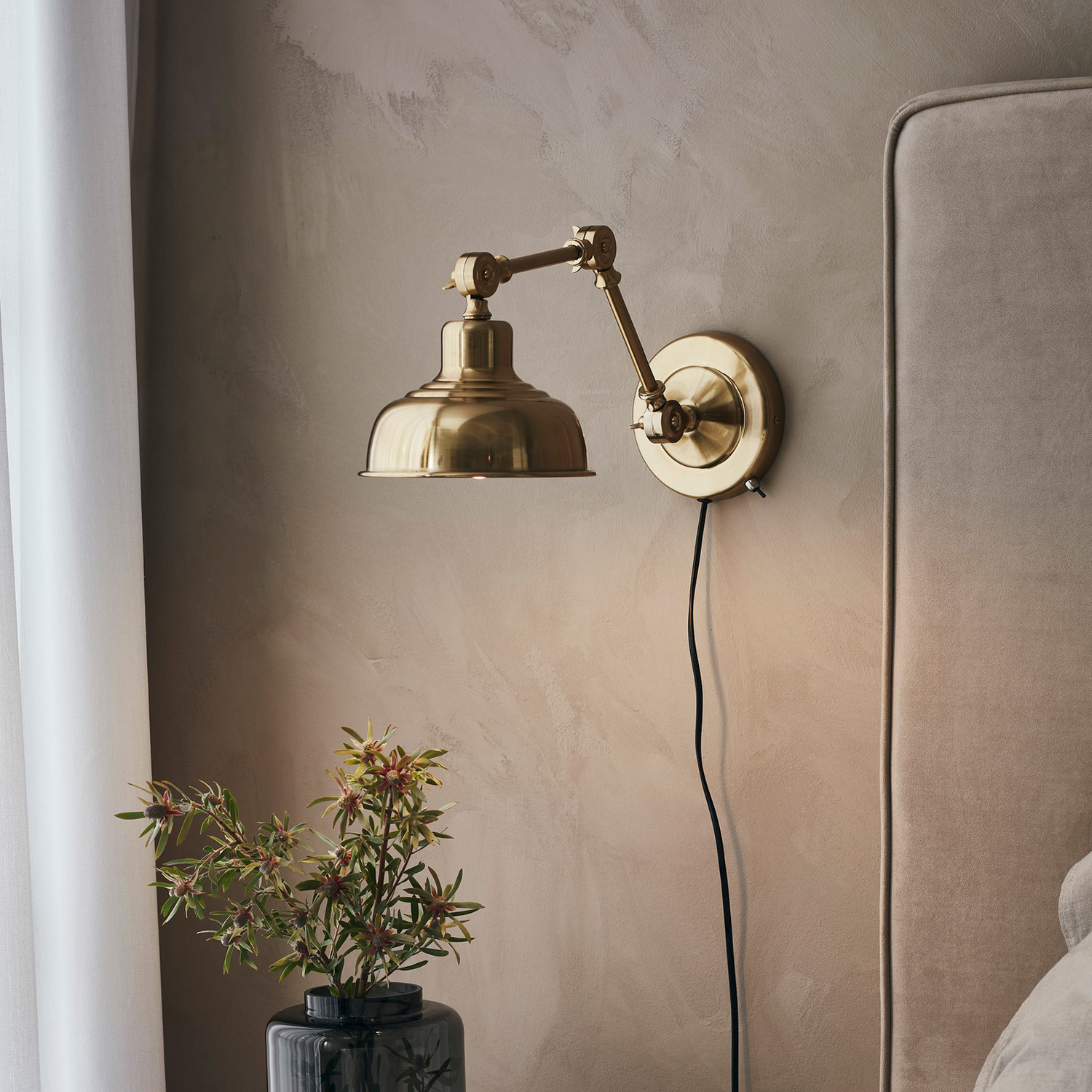 B-Ware Wandleuchte Grimstad Wandlampe Leuchte Messingfarben Antik Eisen Stecker995 - 7330024599260