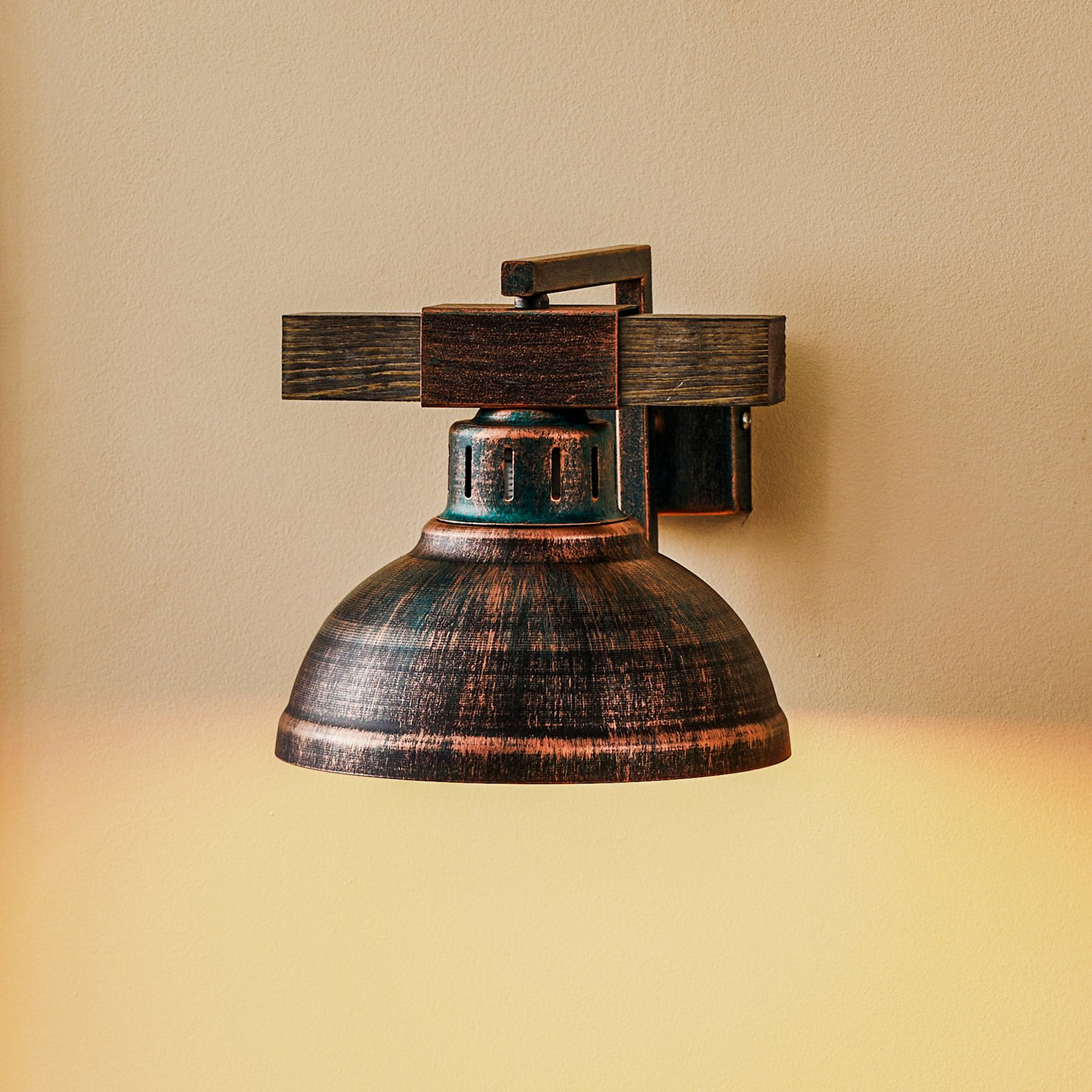 B-Ware Hakon Wandleuchte Lampe Wandlampe Rostbraun Holz Natur E27 Austauschbar Dimmbar - 5907565990553