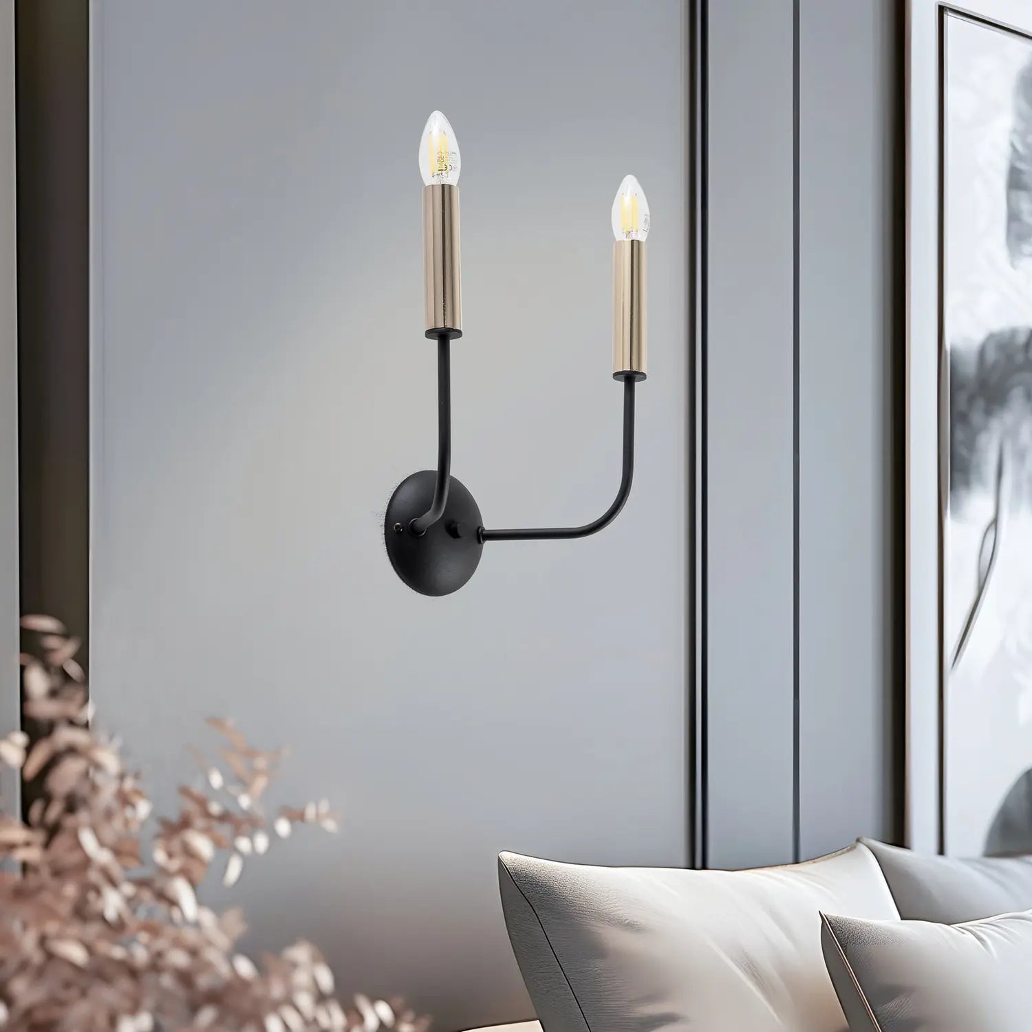 B-Ware Hedwig Wandleuchte Wandlampe Leuchte Leuchterdesign Schwarz Matt Gold Matt Stahl - 5907565942781