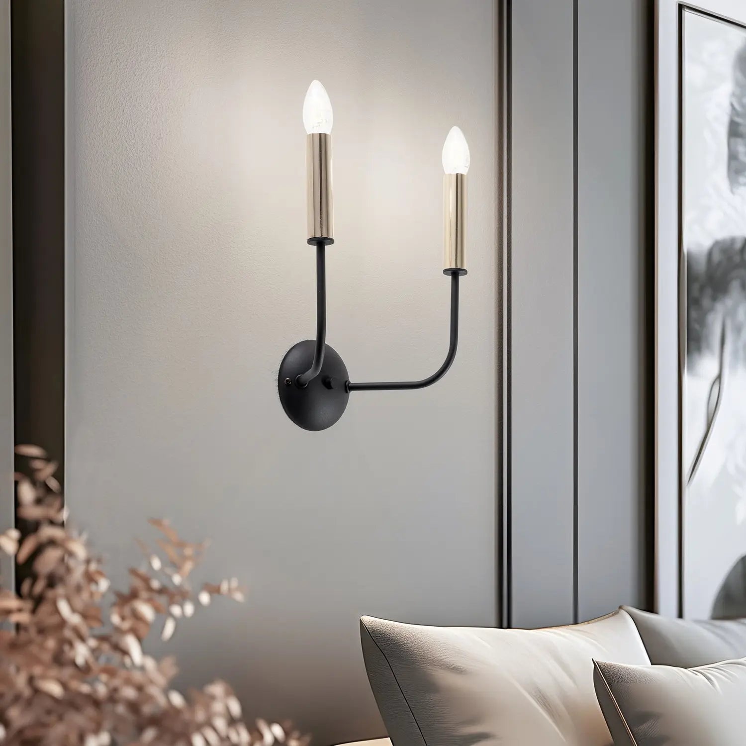 B-Ware Hedwig Wandleuchte Wandlampe Leuchte Leuchterdesign Schwarz Matt Gold Matt Stahl - 5907565942781