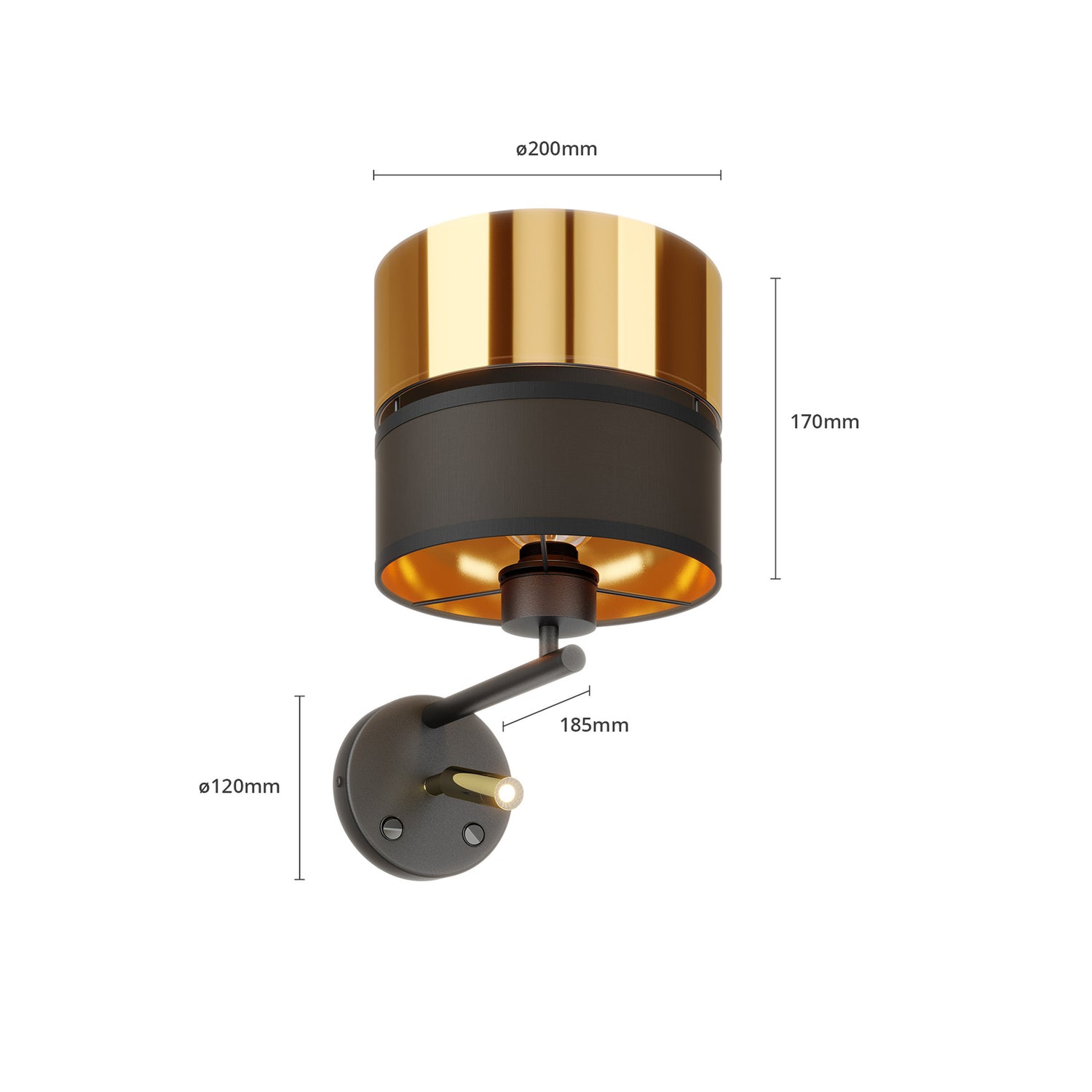 B-Ware Euluna Wandleuchte Hilton Schwarz Gold Led Leselicht Wandleuchte Wandlicht 764 - 5901780525798