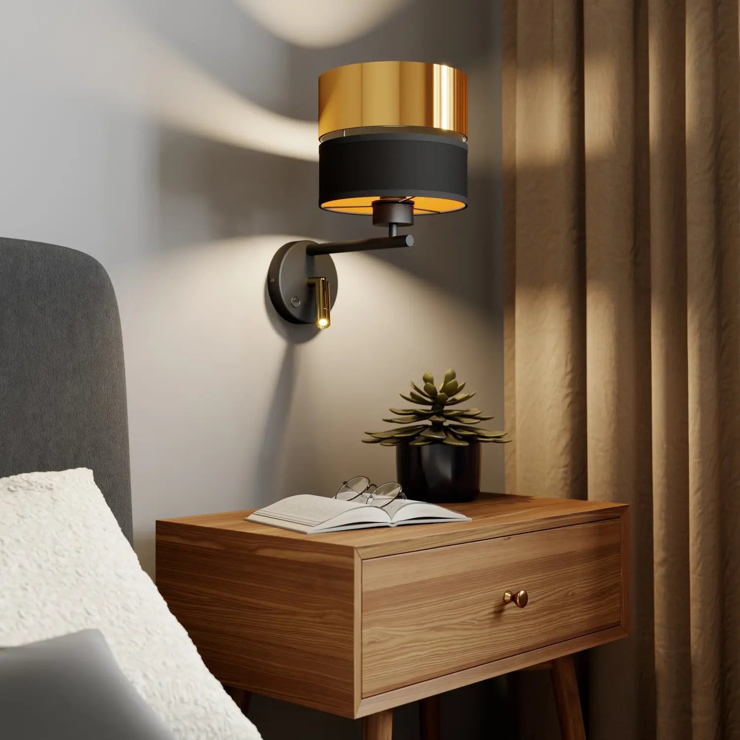 B-Ware Euluna Wandleuchte Hilton Schwarz Gold Led Leselicht Wandleuchte Wandlicht 764 - 5901780525798