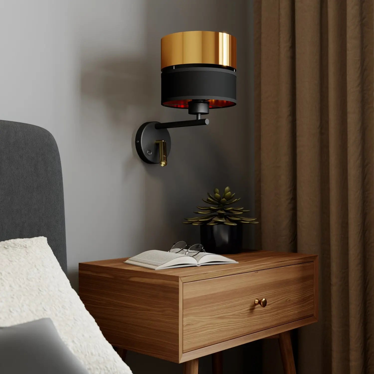 B-Ware Euluna Wandleuchte Hilton Schwarz Gold Led Leselicht Wandleuchte Wandlicht 764 - 5901780525798