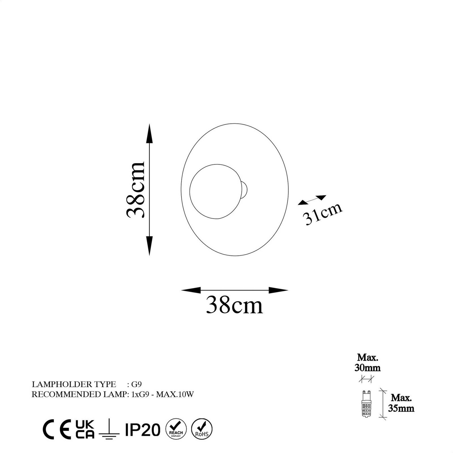 B-Ware Wandleuchte Kurt 13351 Kupferfarben Metall ø 38 Cm Wandlampe Lampe Leuchte S615 - 8683743823925