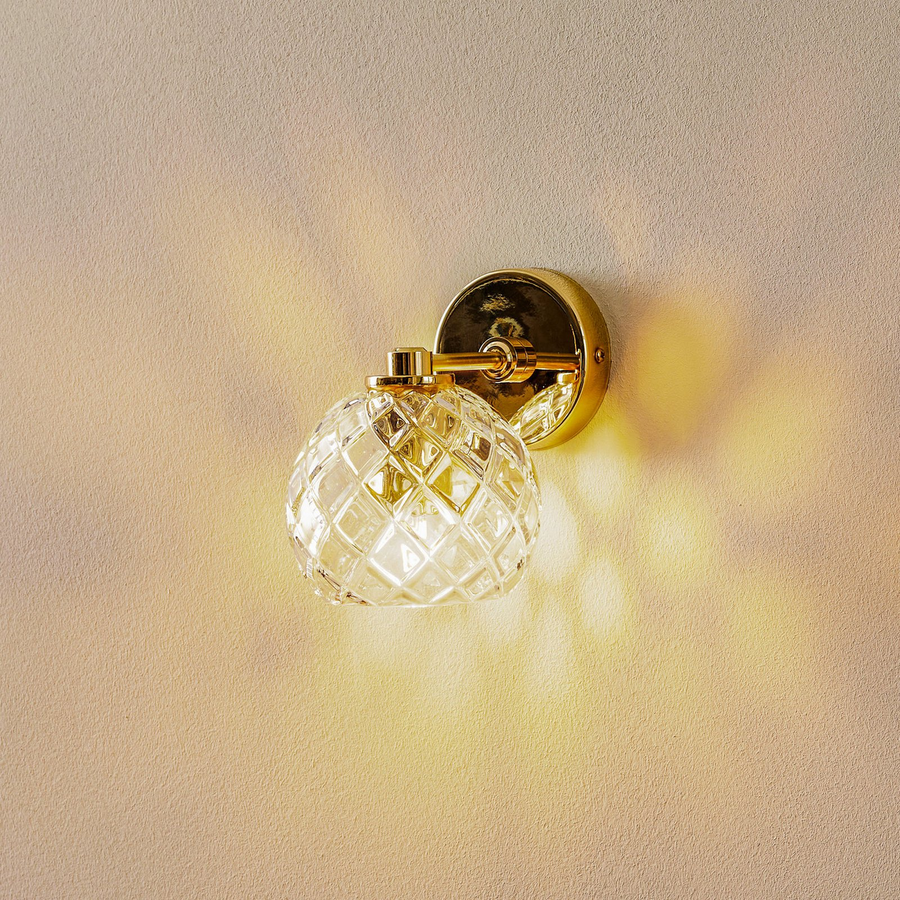 Wandleuchte Lampe Odel Glas Messing Transparent E27 Leuchte Siehe Text/Foto B-Ware - 5902553216462