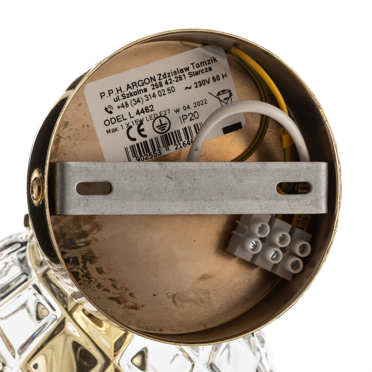 Wandleuchte Lampe Odel Glas Messing Transparent E27 Leuchte Siehe Text/Foto B-Ware - 5902553216462