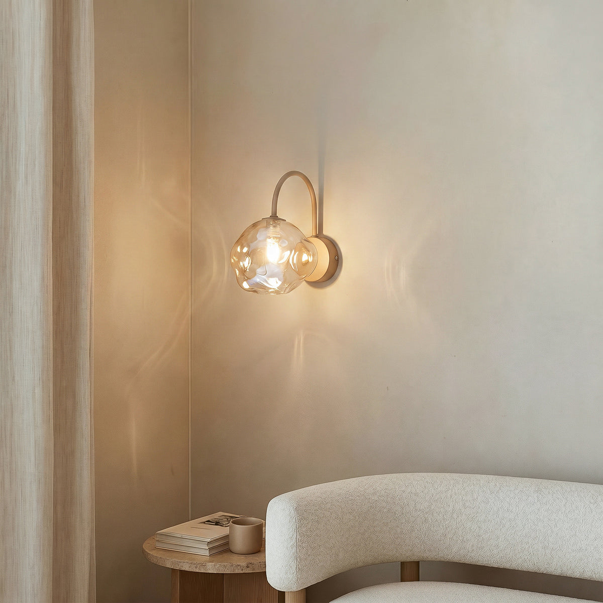 Wandleuchte Wandlampe Lava Glas Beige Leuchte Lampe LED G9 Beleuchtung 995 - 5906135111527