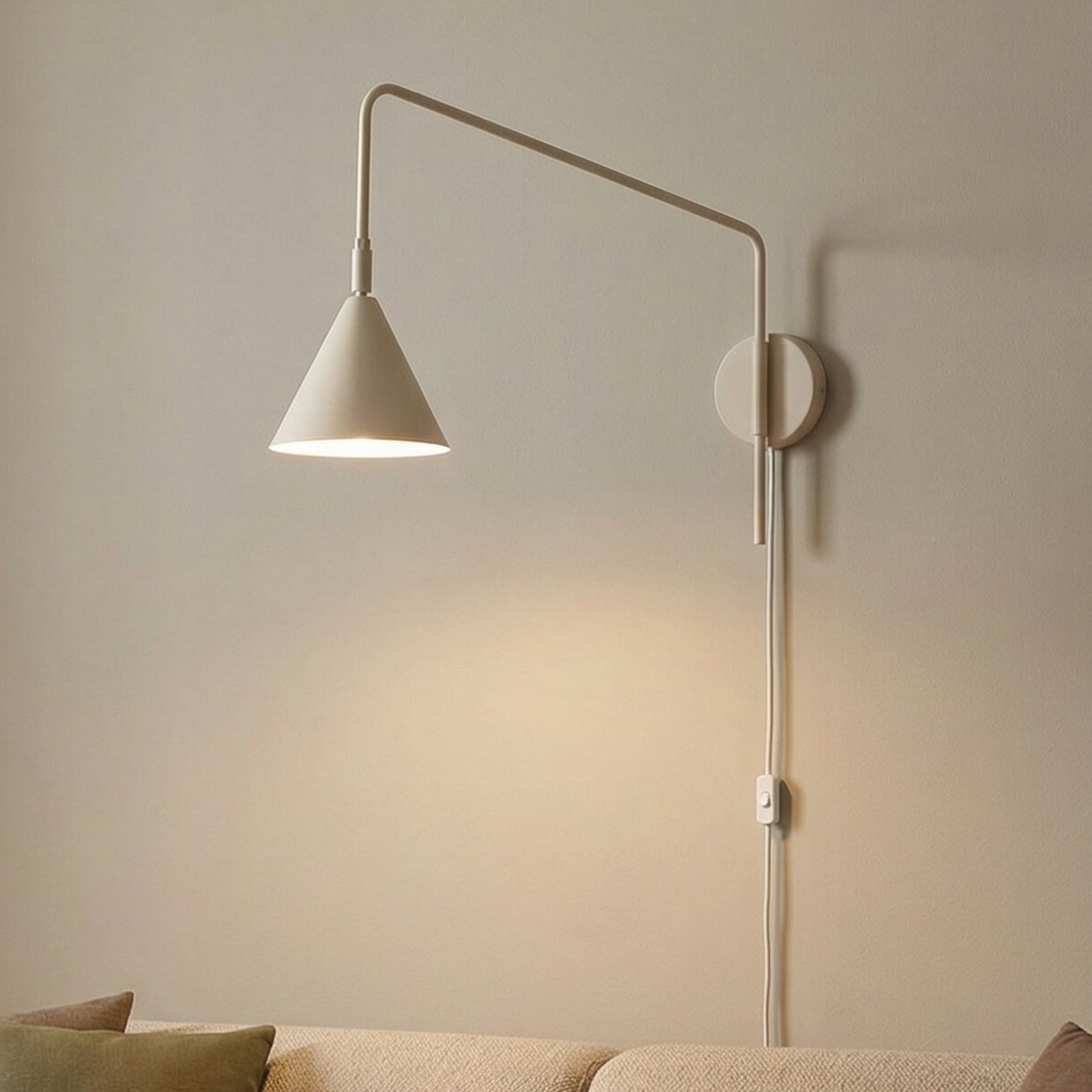 Wandleuchte Wandlampe LYS Beige Stahl Stecker E14 LED Skandinavisch Ø 14 cm - 5907073081279